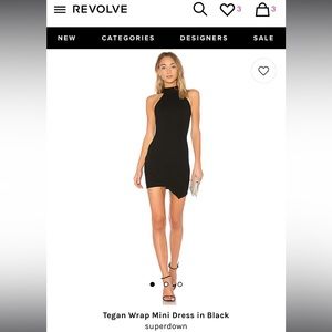 Superdown Tegan Wrap Mini Dress in black XS